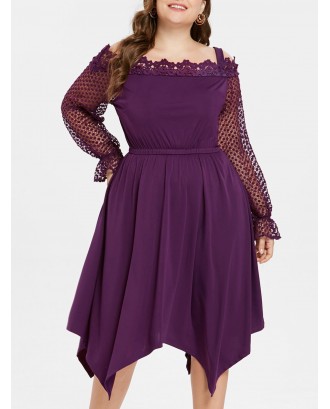 Cold Shoulder Plus Size Crochet Lace Dress - 2x