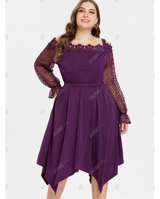 Cold Shoulder Plus Size Crochet Lace Dress - 2x