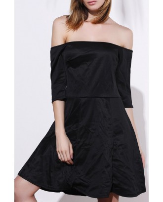 Apparel Off-The-Shoulder Half Sleeve Black Plus Size Women's Dress - 3xl