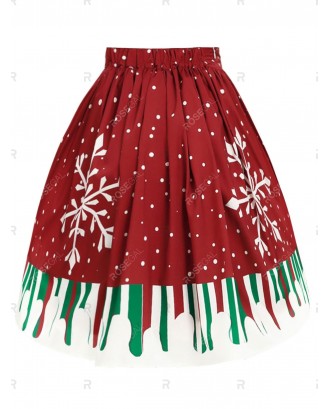 Plus Size Christmas Santa Claus Print Skirt - 3x