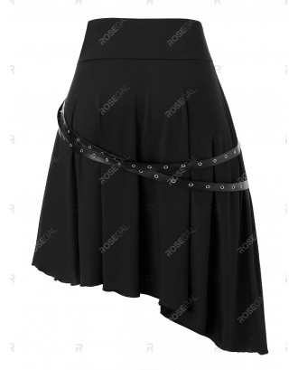 Plus Size Asymmetric Zippered Rings Skirt - 3x