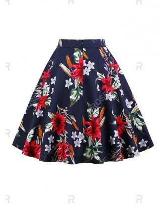 Plus Size Floral Mini A Line Skirt - 4x
