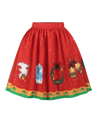 Plus Size A Line Christmas Graphic Skirt - 3x