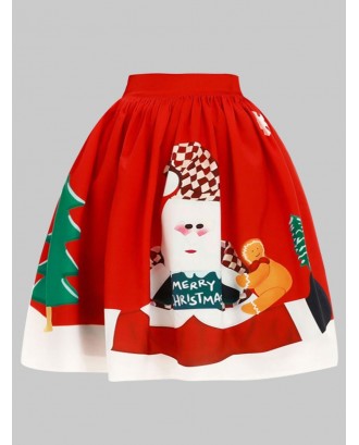 Plus Size Christmas Elk Knee Length Skirt - 3x