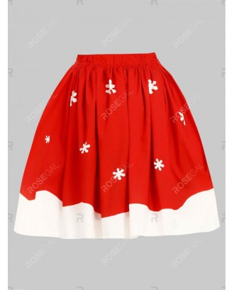 Plus Size Christmas Elk Knee Length Skirt - 3x