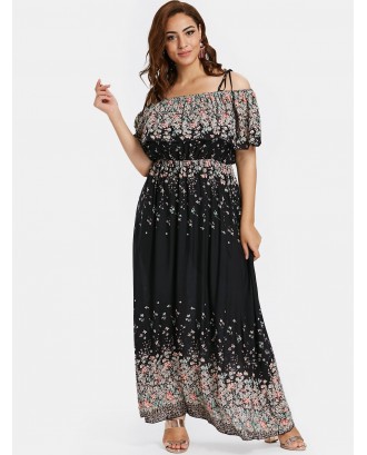  Plus Size Floral Maxi Cami Dress - Black L