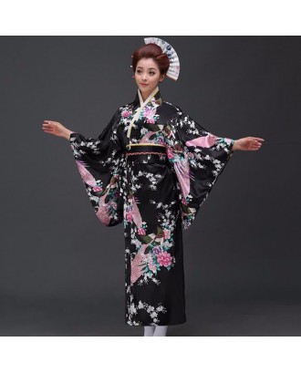 Fashion National Trends Women Kimono Yukata With Obi Novelty Evening Dress Japanese Cosplay Costume Floral One Size