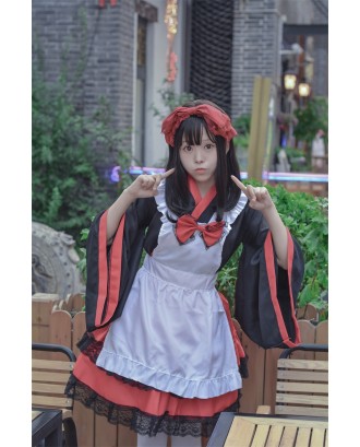 Daily cute Lolita COSPLAY dress shake sleeves kimono maid