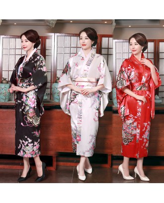 Kimono Girl Japanese Tradition Style Floral Print Vintage Dress Woman Kimono Oriental Costume Haori Yukata Asian Clothes