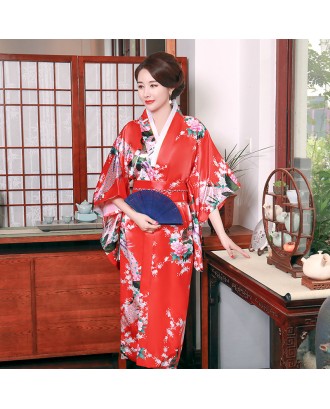 Kimono Girl Japanese Tradition Style Floral Print Vintage Dress Woman Kimono Oriental Costume Haori Yukata Asian Clothes
