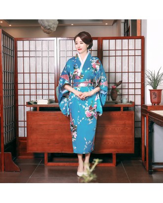 Adult Loose Satin Pajamas Traditional Japanese Style Geisha Kimono for Women Kimono Thin Cardigan Clothing Yukata Dress