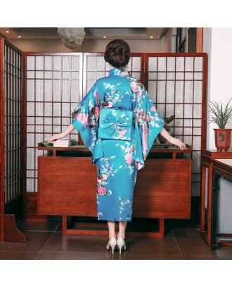Adult Loose Satin Pajamas Traditional Japanese Style Geisha Kimono for Women Kimono Thin Cardigan Clothing Yukata Dress