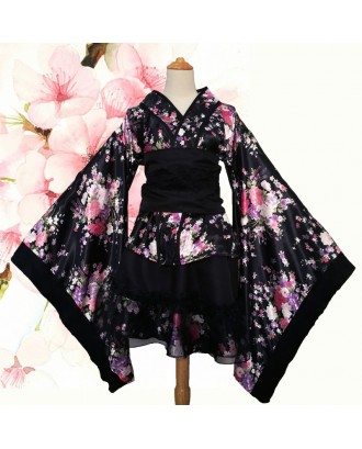 Wholesale Women Kimono  Anime Costume Japanese Kimono Traditional Print Vintage Tradition Silk Dress